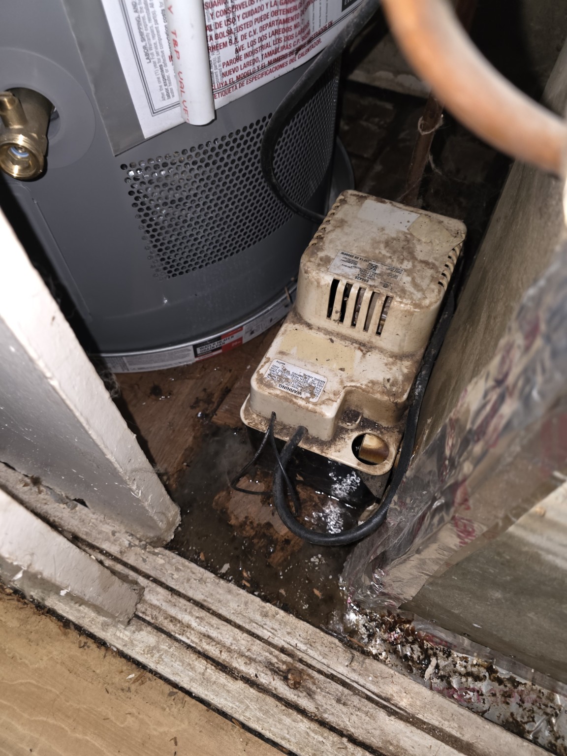 Leaking HVAC condensate pump diagnosed during a service call in Lawrence Indiana